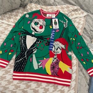 Disney Green and Red Nightmare Before Christmas Sweater